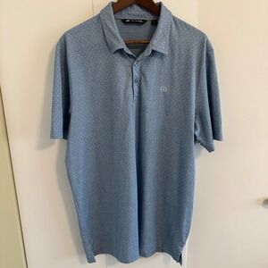 TravisMathew Mens XL Blue Diamond Dot Pima Cotton Blend Polo Golf Shirt
